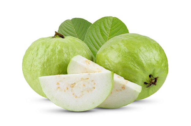 guava fruit with leaf isolated on white background 2021 09 03 15 30 46 utc
